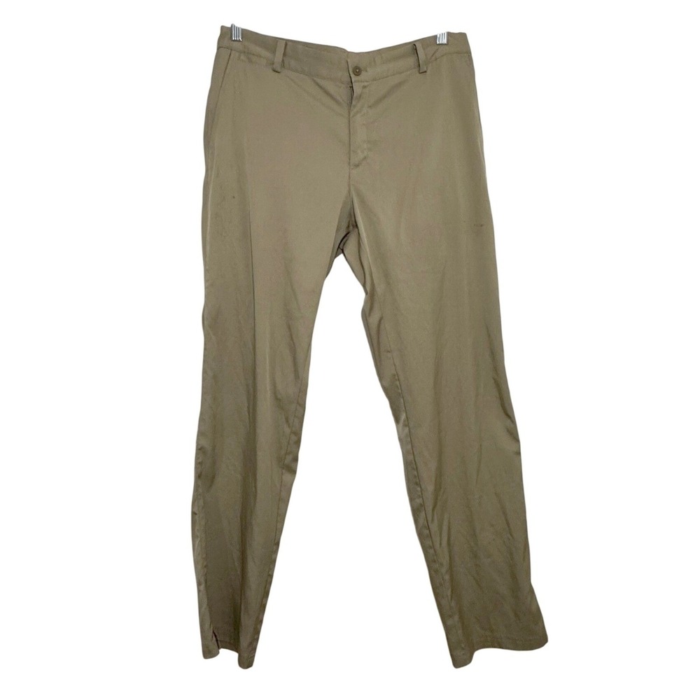 Nike Dri-FIT Mens Golf Pants 34x32 Khaki Tan Flat Front Chino‎ 906780-235